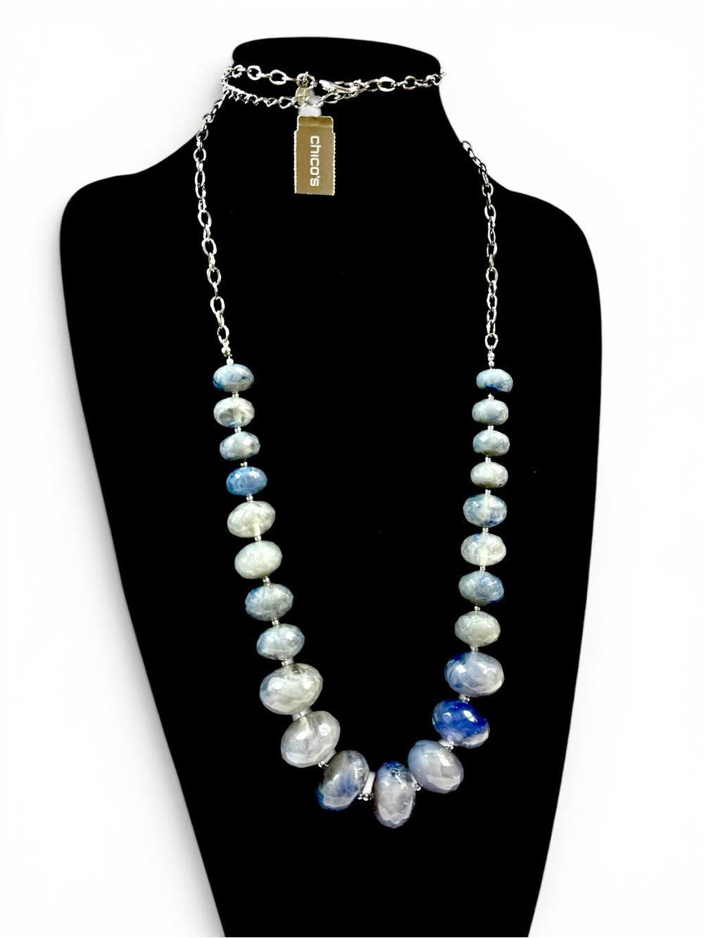 Chico’s NWT Blue Faceted Bead Statement Necklace